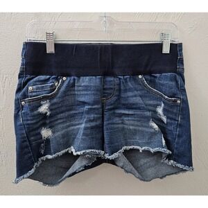 Jessica Simpson Maternity Denim Shorts Women's Size Small Blue Cutoff Distressed